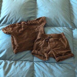 Little Lad Two Piece Olive Green Cotton Summer Set (6-9 months)